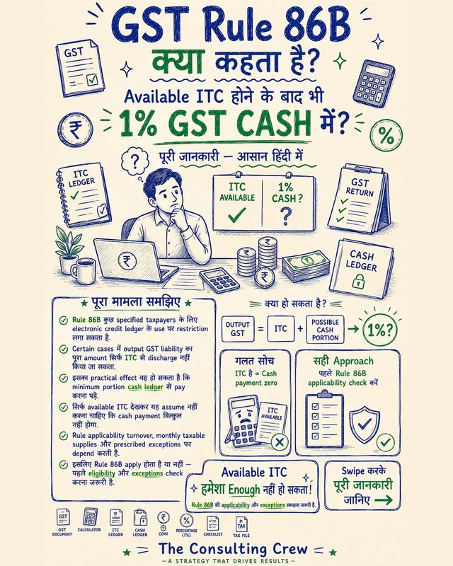 Post: GST Rule 86B - 1% in cash even with ITC